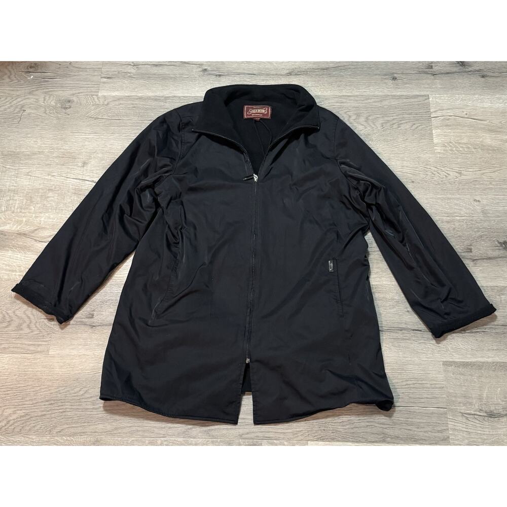 Driza Bone Riding Jacket Coat L Black Lined Cotton Nylon Full Zip